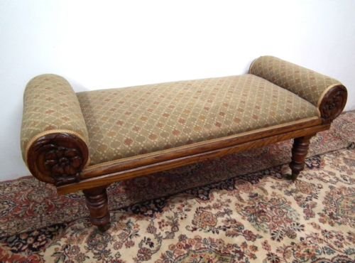 Scottish William IV Carved Oak Window Seat