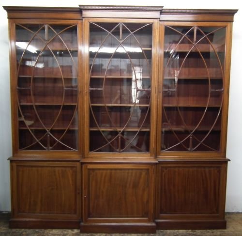 George III Style Mahogany 3 Door Cabinet Bookcase