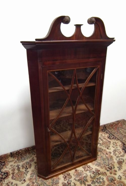 George IV Mahogany Inlaid Corner Cupboard