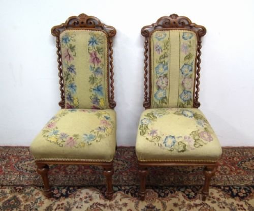Pair of Victorian Walnut Children's Chairs