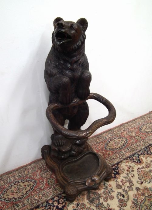 Black Forest Carved Bear Stick Stand