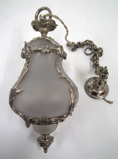 Edwardian Silver Plated Glass Lantern