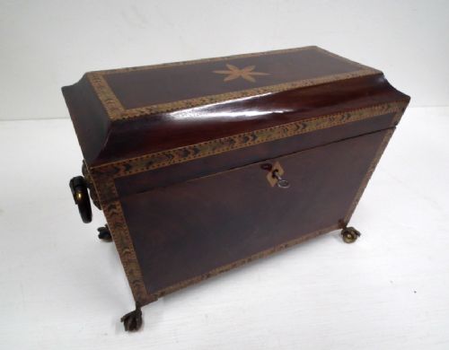 George III Mahogany and Inlaid Tea Caddy