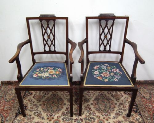 Pair of Sheraton Style Mahogany Armchairs
