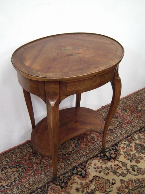 Louis XVI Style Inlaid Oval Side Table
