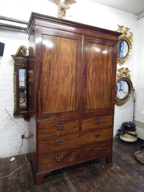 George III Mahogany Linen Press
