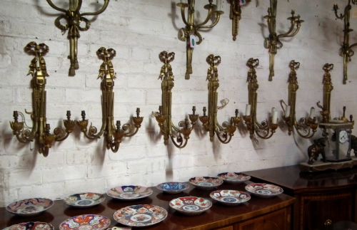 Set of 7 Brass and Ormolu Wall Sconces