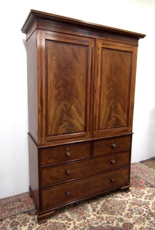 George III Mahogany Linen Press