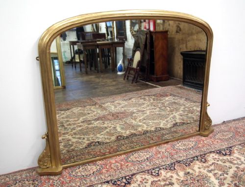 Neat Sized Victorian Gilded Overmantel Mirror