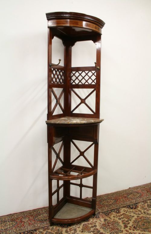 Edwardian Mahogany Inlaid Hall Stand/coat Rack