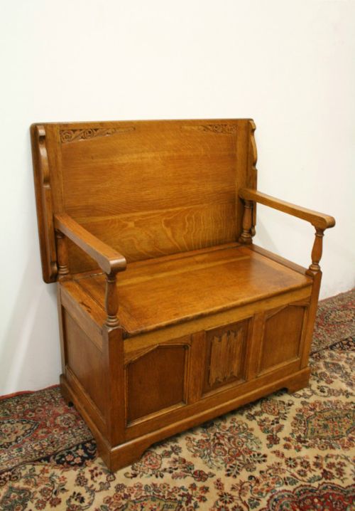 Golden Oak Monks Bench