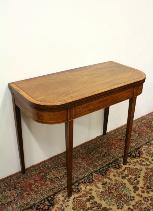 George III Mahogany and Satinwood Tea Table