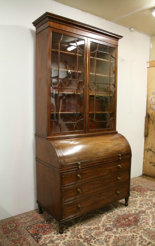 George III Cylinder Bureau Bookcase