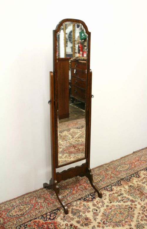 Queen Anne Style Walnut Cheval Mirror