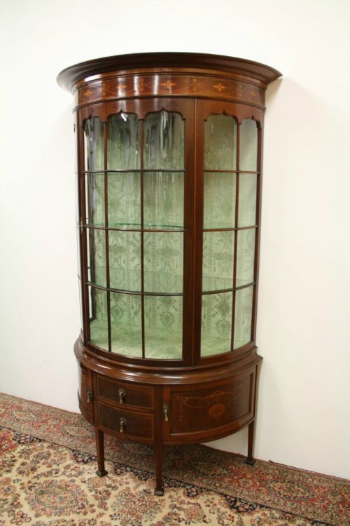 Sheraton Style Bow Front Display Cabinet