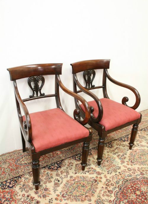 Pair of Late George III Mahogany Carvers