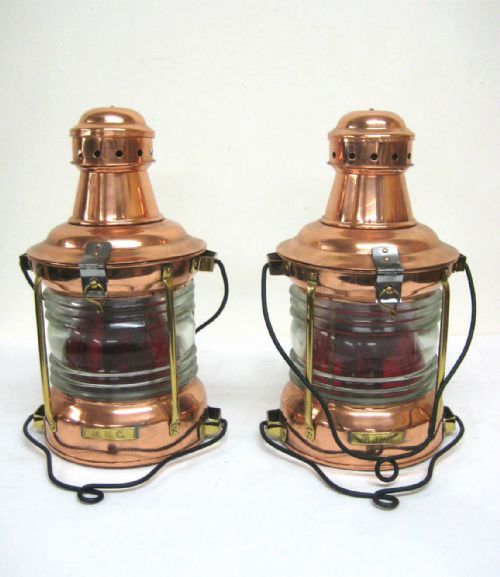 Pair of Copper and Brass Ships Lanterns