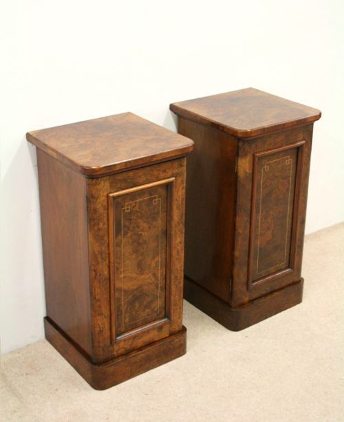 Pair of Original Victorian Burr Walnut Lockers