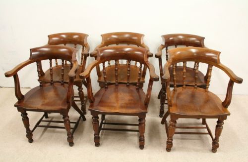Set of 6 Victorian Walnut Captains Chairs