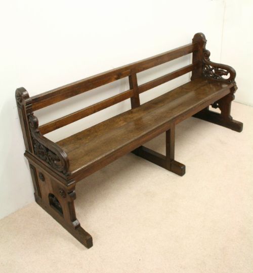 Carved Oak Hall Bench