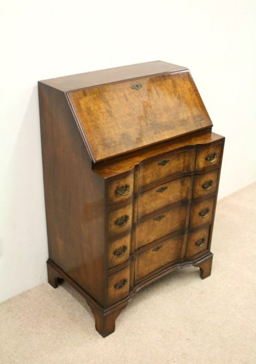 George II Style Burr Walnut Bureau