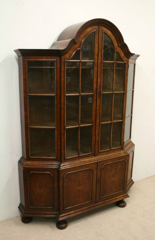 George II Style Walnut Cabinet Bookcase