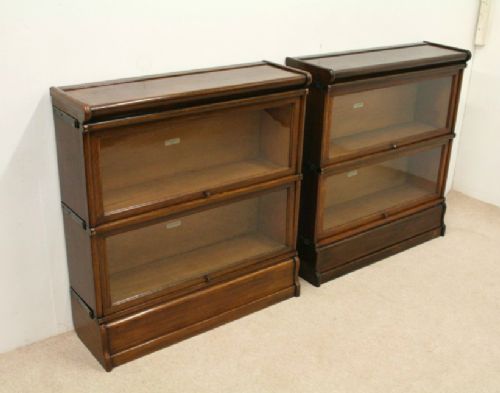 Pair of Globe Wernicke Oak Sectional Bookcases