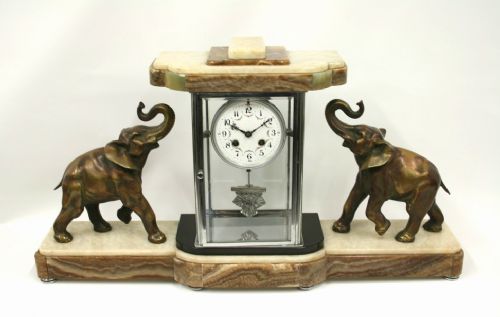 Art Deco Elephant Mantel Clock