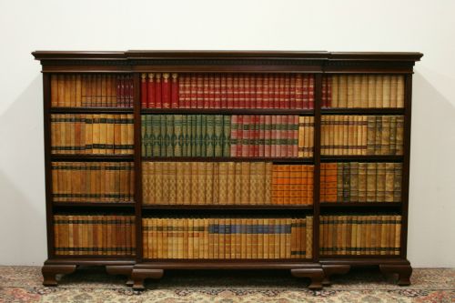 Edwardian Mahogany Breakfront Open Bookcase