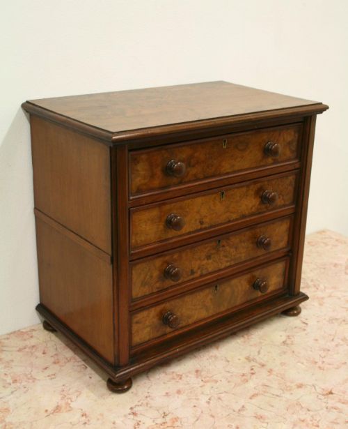 Miniature Victorian Burr Walnut Chest of Drawers