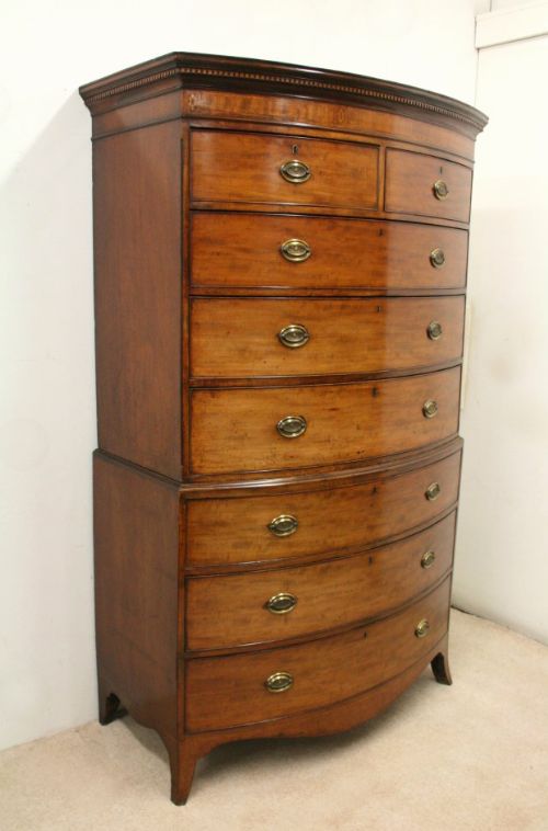 George III Bowfront Mahogany Chest on Chest