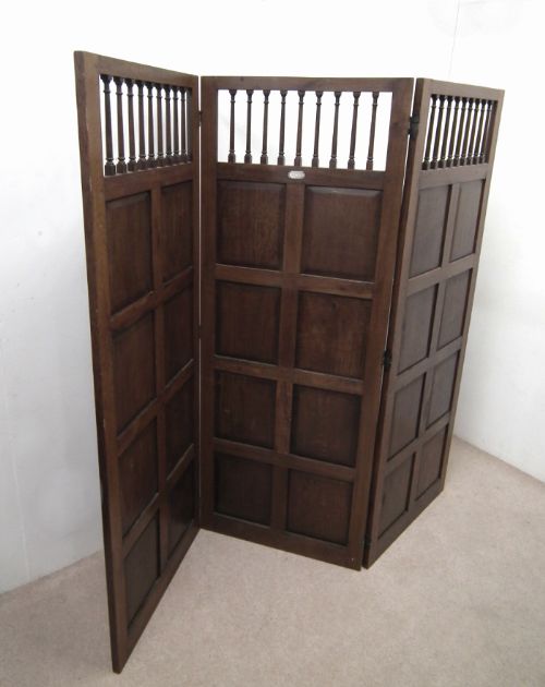 Edwardian Oak Folding Screen