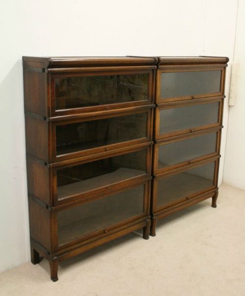 Pair of Globe Wernicke Style Oak Sectional/stacker Bookcases