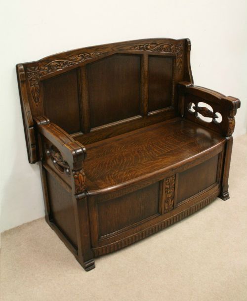 Art Deco Oak Monks Bench