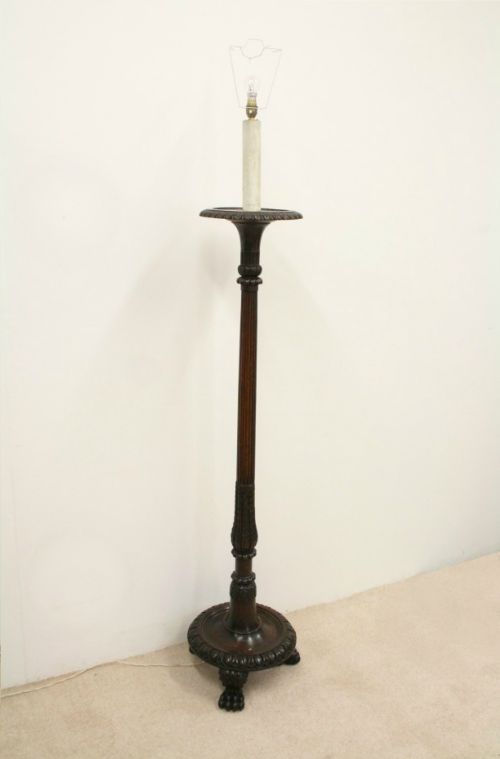 Carved Mahogany Standard Lamp