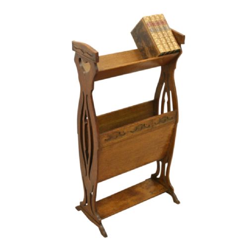 Art Nouveau Oak Paper Rack/book Stand