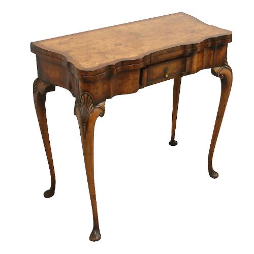 George II Style Walnut Fold Over Card Table