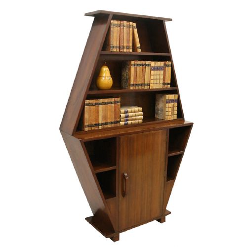 Art Deco Walnut Open Bookcase