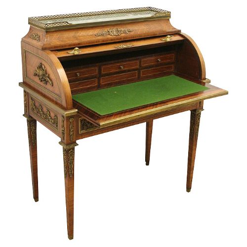 French Walnut Cylinder Bureau