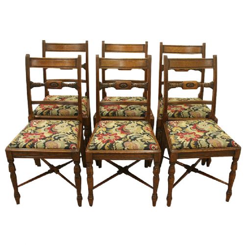 Set of 6 George III Oak Dining Chairs