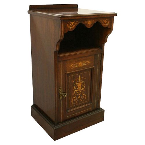 Late Victorian Marquetry Inlaid Rosewood Locker