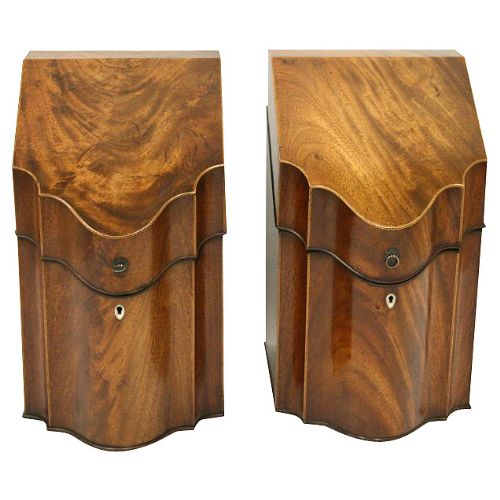 Pair of George III Mahogany Knife Boxes