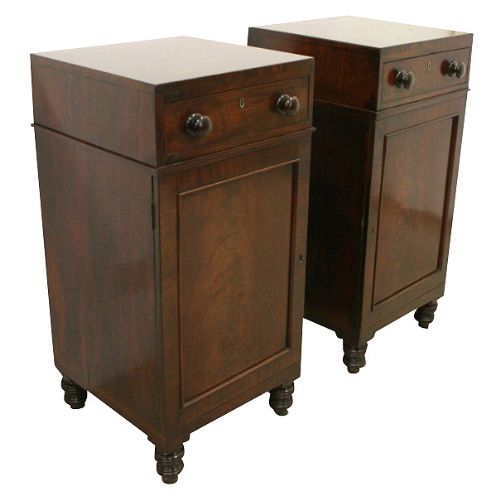 Pair of Late Georgian Mahogany Bedside Cabinets