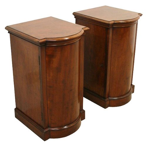 Pair of Early Victorian Bow Front Bedside Lockers