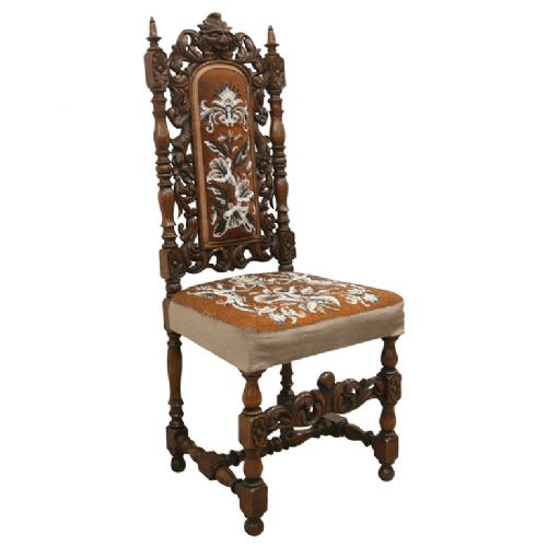 Late Victorian Carved Oak Hall Chair