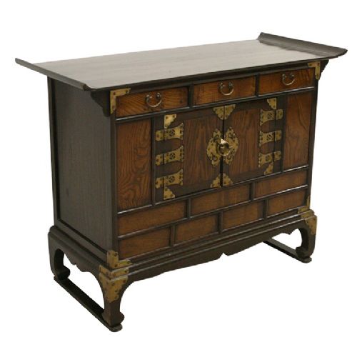 Low Chinese Hardwood Cabinet