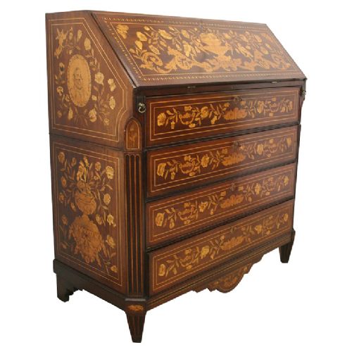 Dutch Marquetry Mahogany Bureau