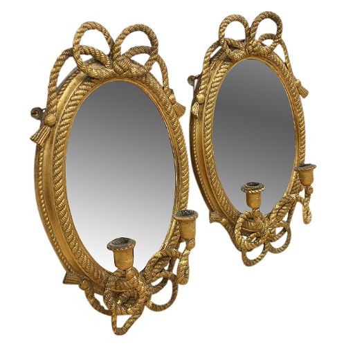 Pair of Regency Gilt Oval Side Mirrors