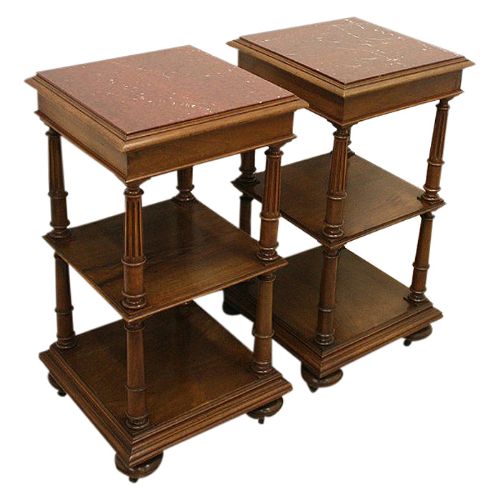 Pair of French Walnut Bedsides/whatnots