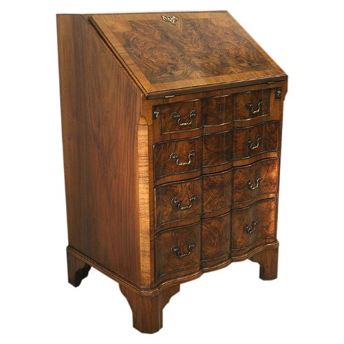 George II Style Burr Walnut Burea